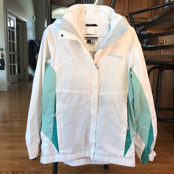 Columbia storm dry coat light jacket white mint green teal womens size medium - Picture 1 of 16